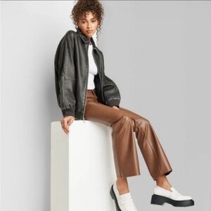 Wild Fable Women’s Brown Faux Leather Low-Rise Flare Leg Pants - Size 6